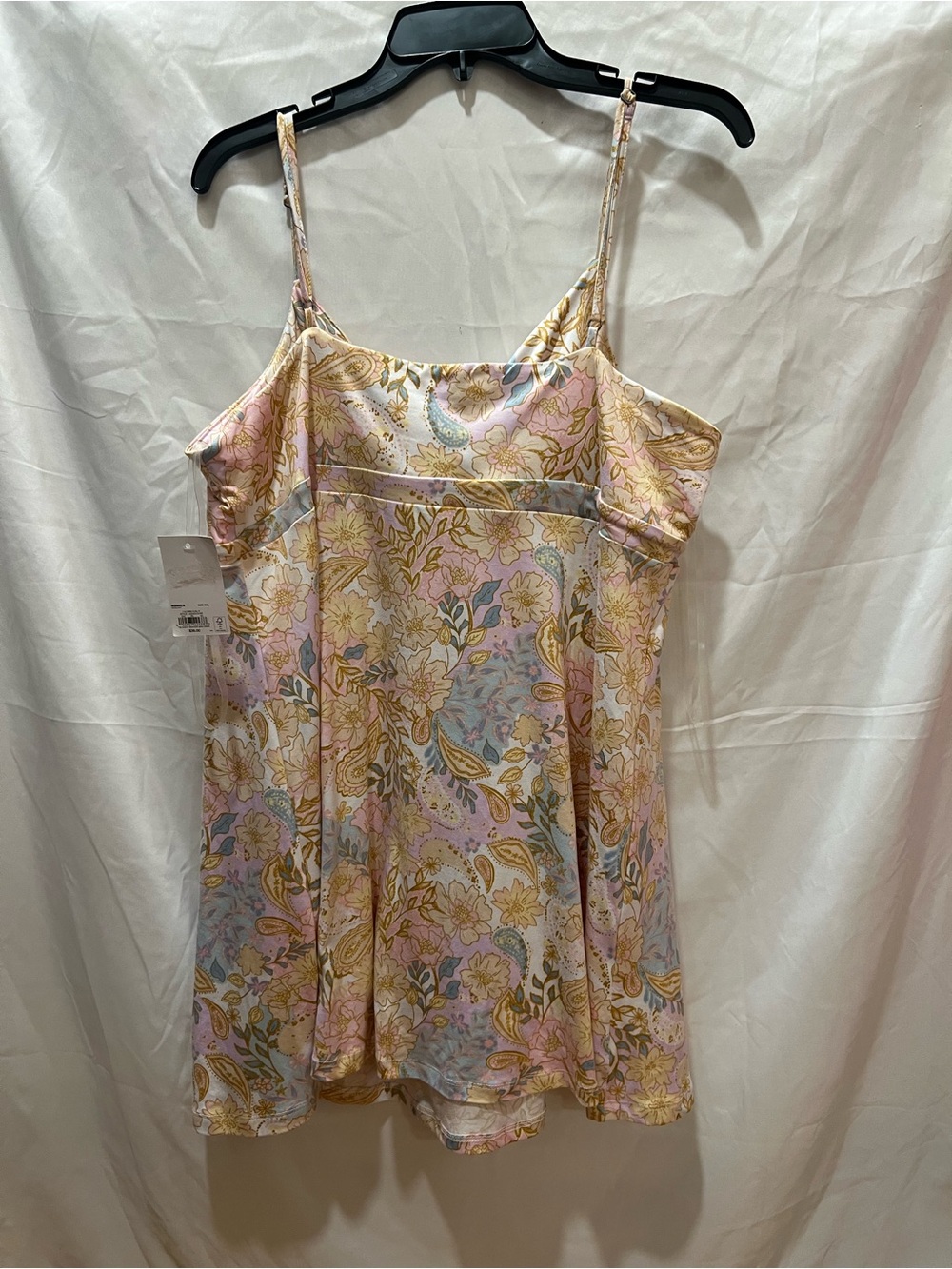 SO Floral Slip Dress in Pastel Pink, Gold, Blue